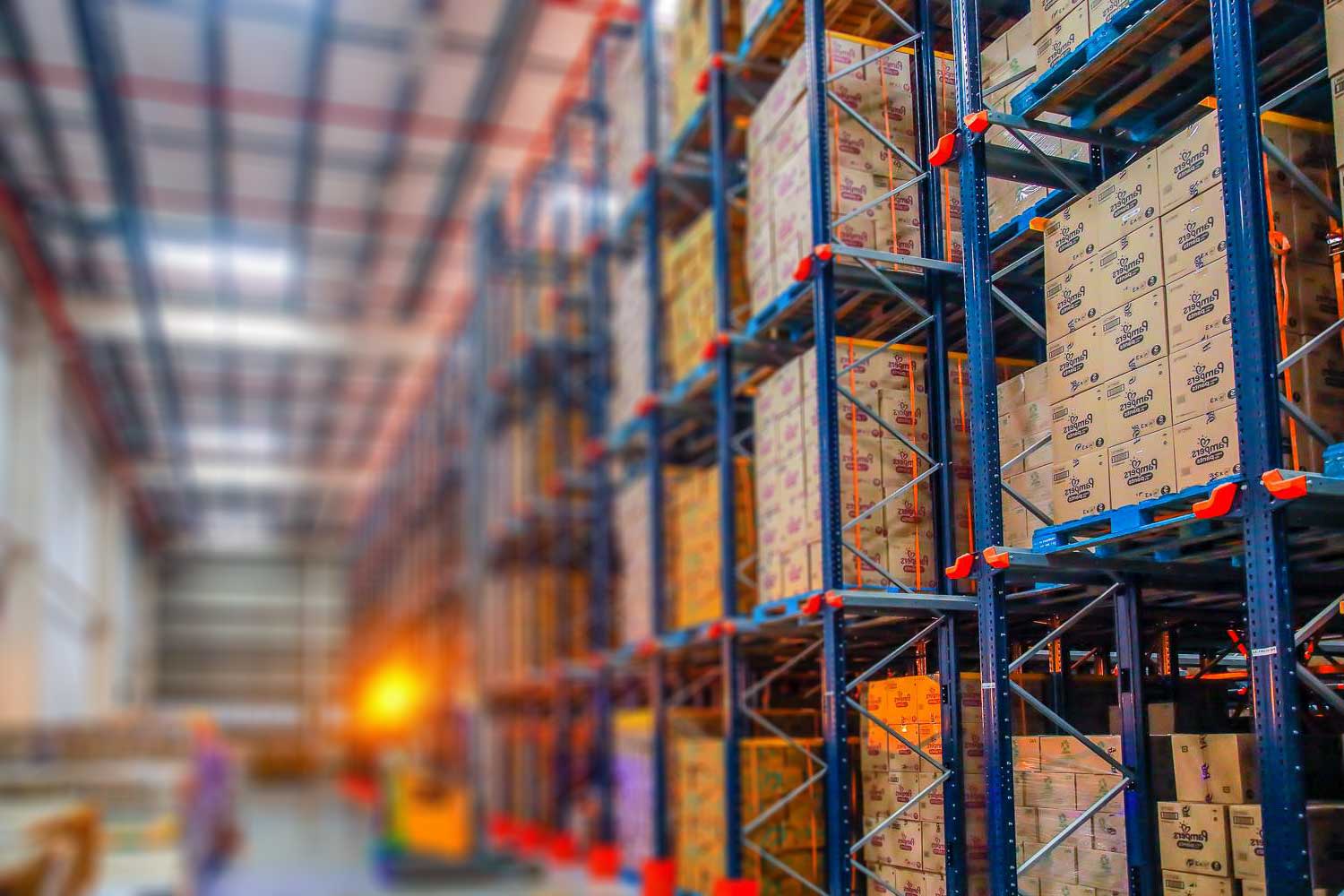 Heavy duty pallet storage racking in warehouse